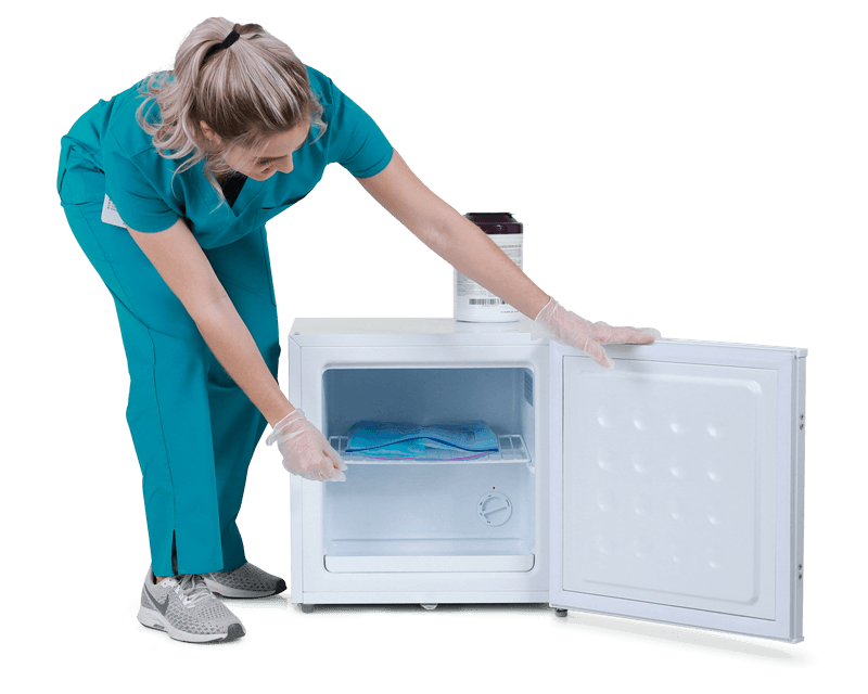 Nurse Opening Freezer Door