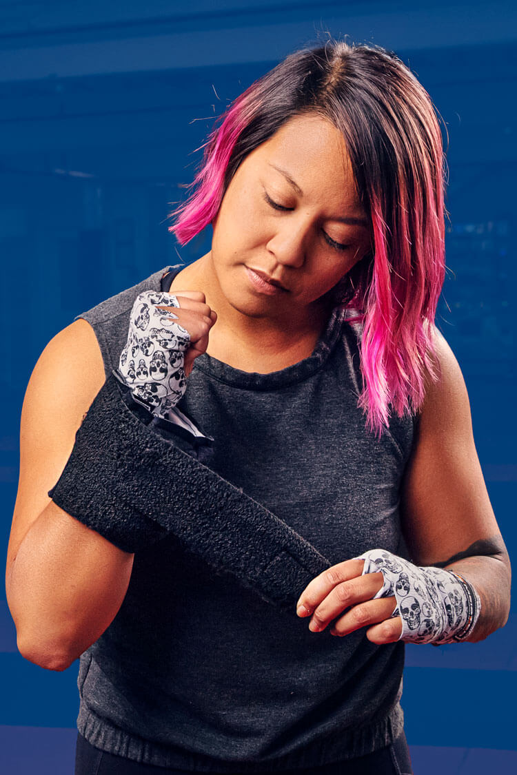 Woman Wearing a SMI Hand Wrist Elbow Wrap