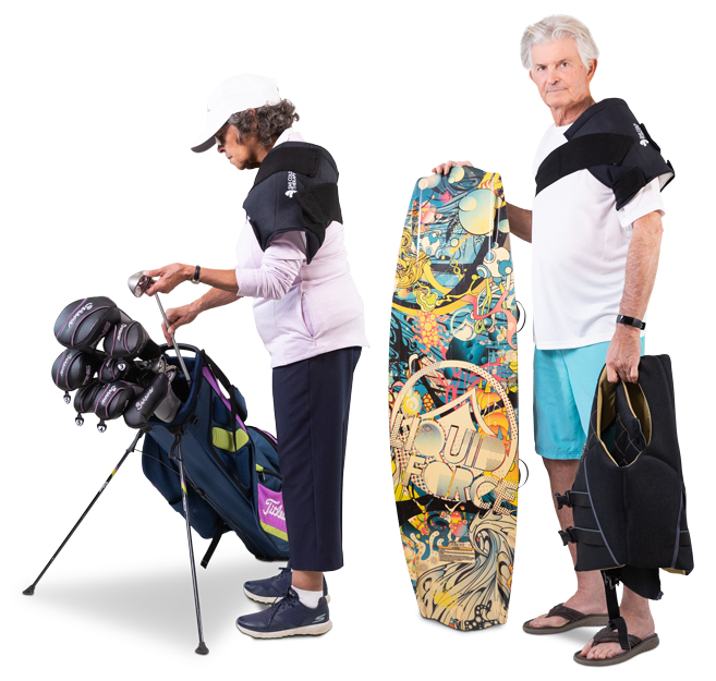 SMI Shoulder Wrap on Golfer & Wakeboarder
