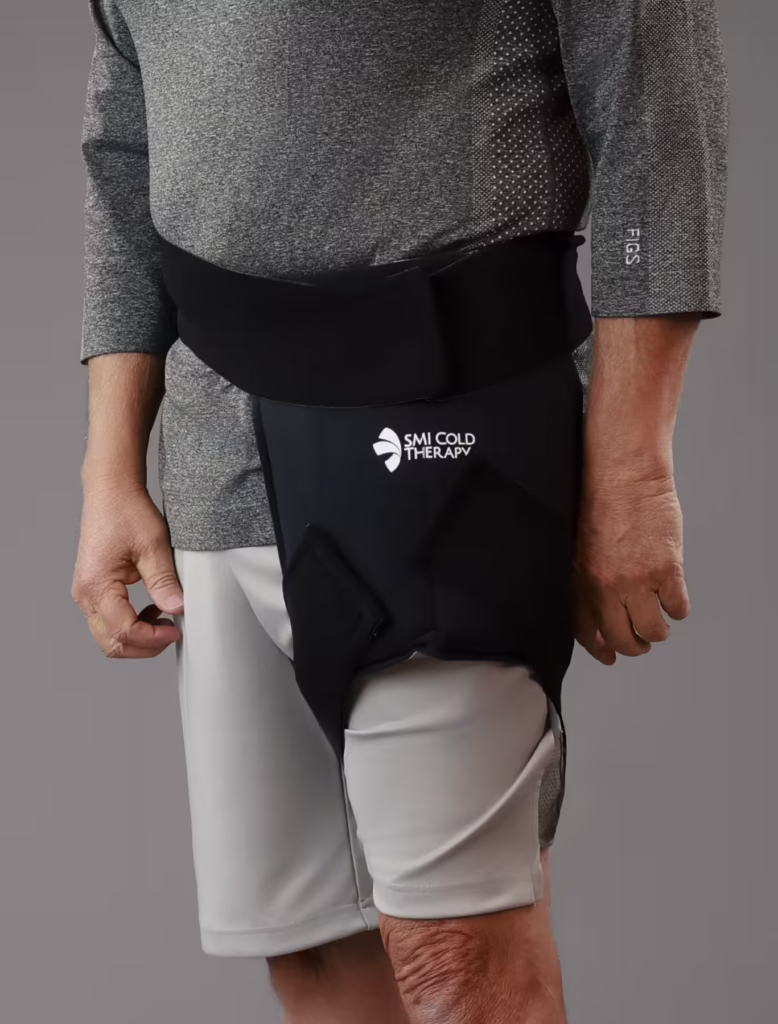 Man wearing an SMI Cold Therapy Hip Wrap