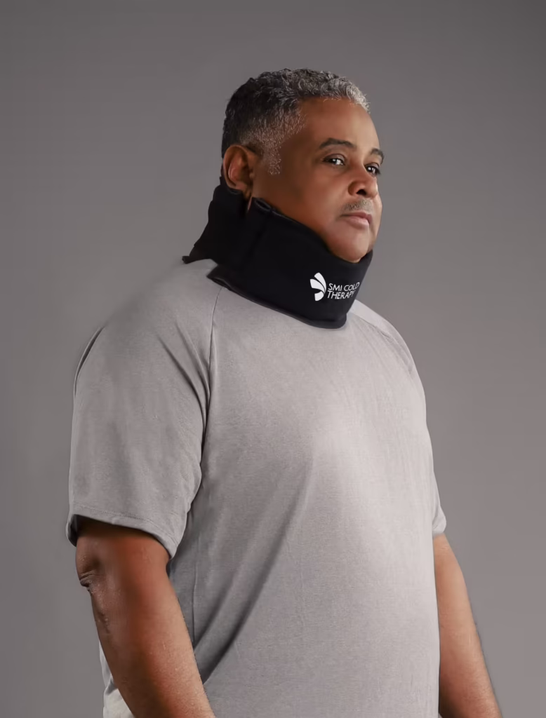 Man Wearing an SMI Neck Wrap