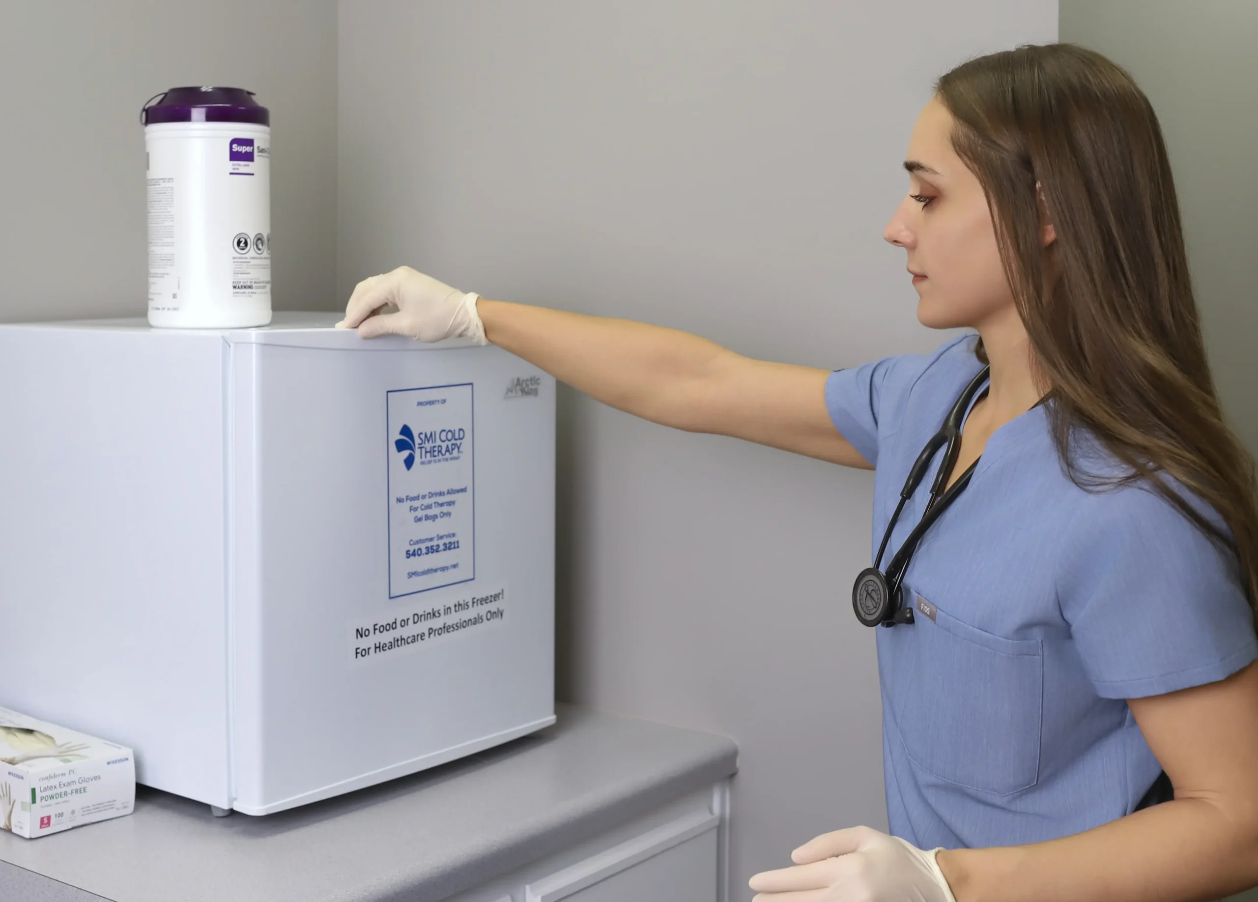 Nurse with an SMI Freezer