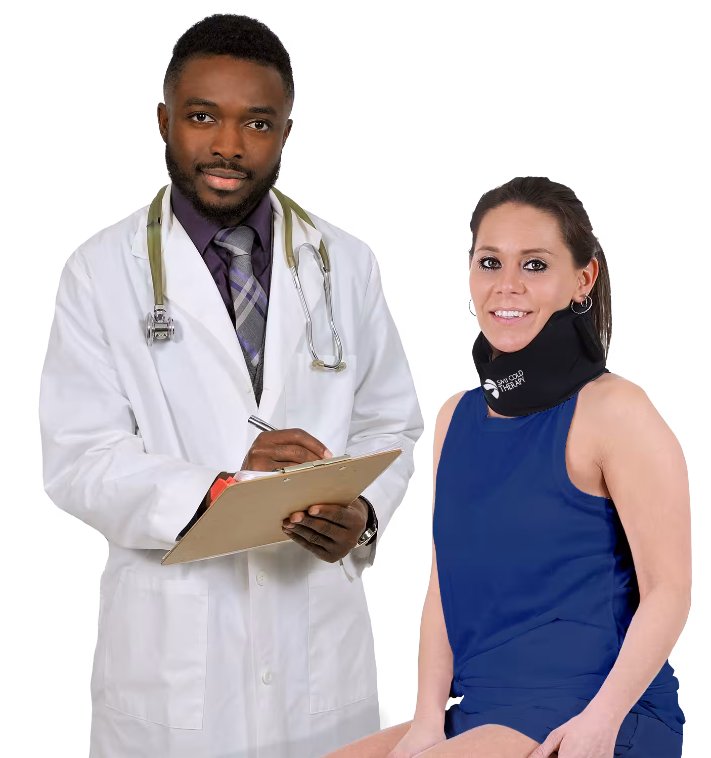 Doctor with patient wearing an SMI Neck Wrap