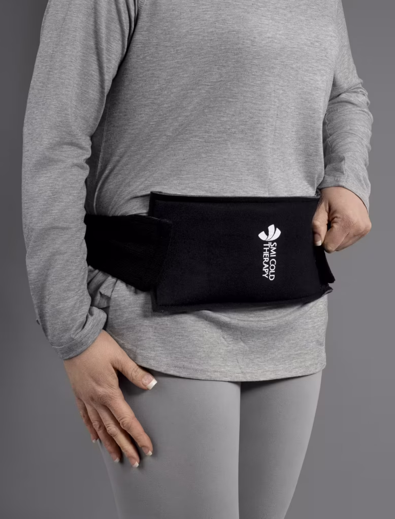 Closeup Shot of an SMI Cold Therapy LAG Wrap on a Patient