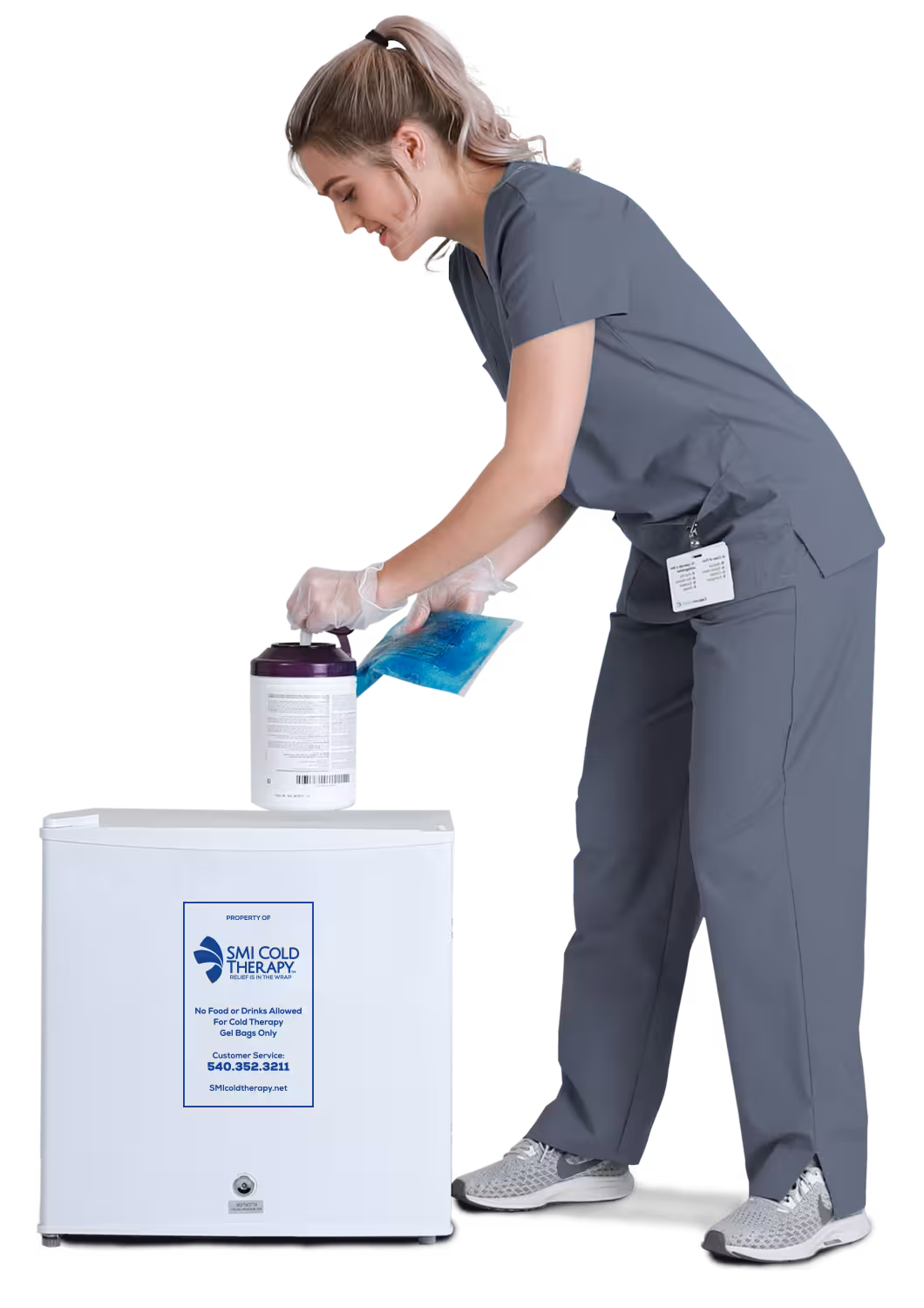 Nurse with an SMI supplied freezer